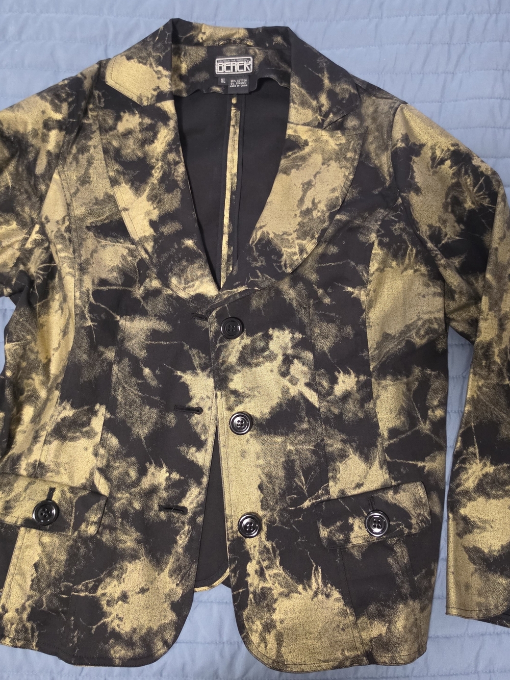 Vintage Y2K Berek Black And Gold Abstract Blazer